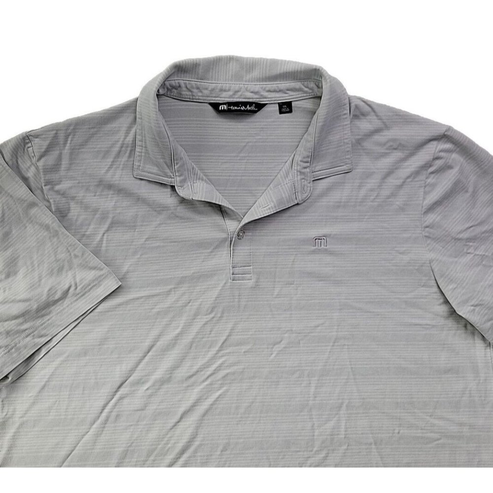 Travis Mathew Men XXL White Striped Performance Golf Polo Wicking *Read